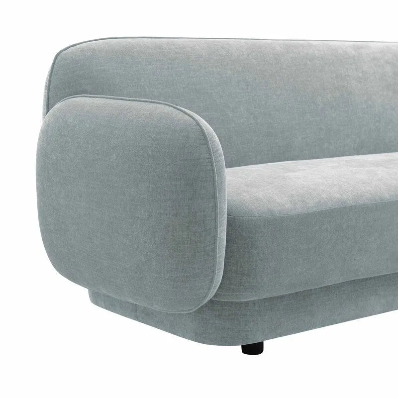 Canapé 3 places en velours texturé gris pierre / marron chocolat / bleu marine avec cadre en pin – 215,1 cm