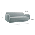 Canapé 3 places en velours texturé gris pierre / marron chocolat / bleu marine avec cadre en pin – 215,1 cm