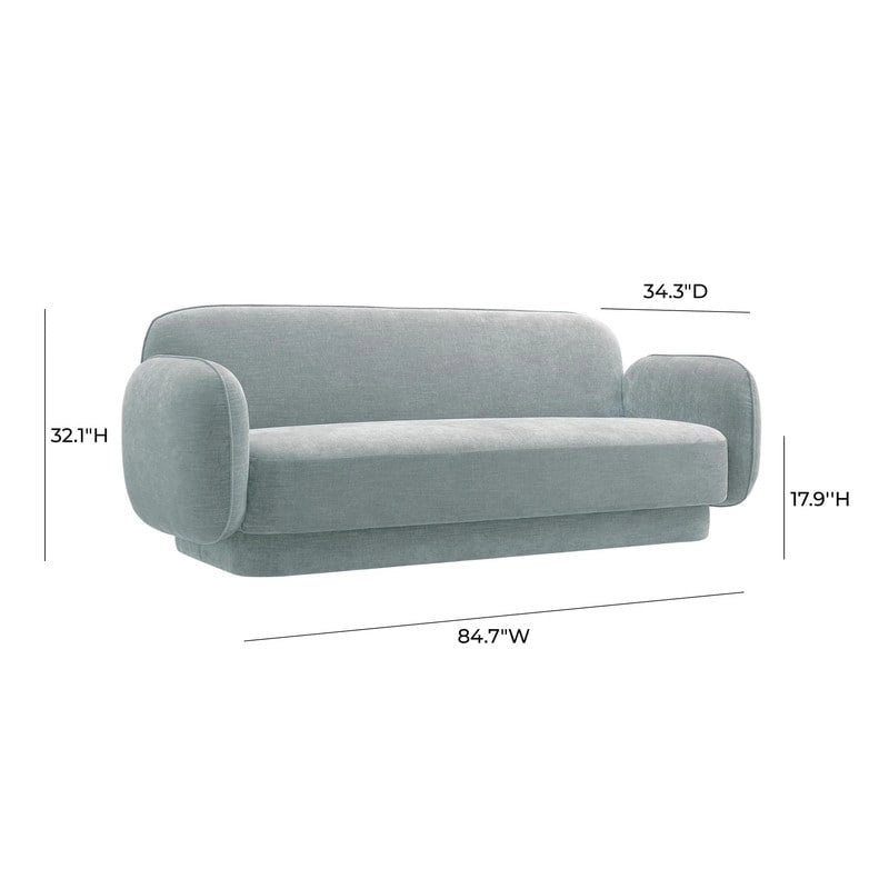 Canapé 3 places en velours texturé gris pierre / marron chocolat / bleu marine avec cadre en pin – 215,1 cm