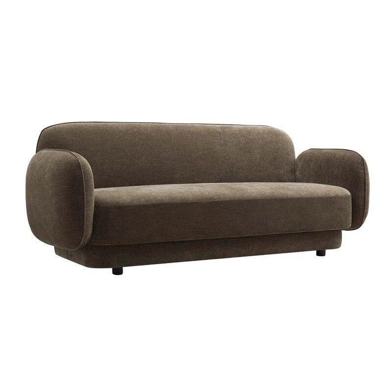 Canapé 3 places en velours texturé gris pierre / marron chocolat / bleu marine avec cadre en pin – 215,1 cm