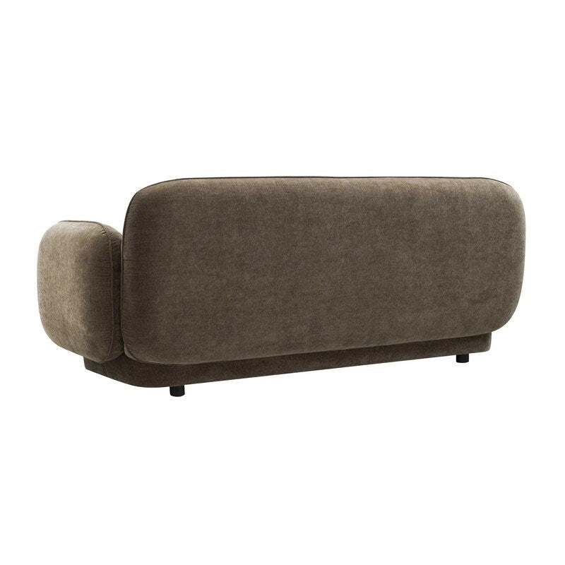 Canapé 3 places en velours texturé gris pierre / marron chocolat / bleu marine avec cadre en pin – 215,1 cm