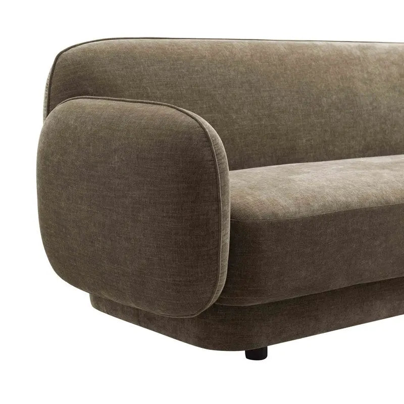 Canapé 3 places en velours texturé gris pierre / marron chocolat / bleu marine avec cadre en pin – 215,1 cm