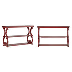 Table console en bois massif à volutes avec 2 étagères – Rouge Baie / Vert Sauge / Chêne / Noir Antique – 48"L