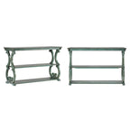 Table console en bois massif à volutes avec 2 étagères – Rouge Baie / Vert Sauge / Chêne / Noir Antique – 48"L