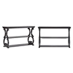 Table console en bois massif à volutes avec 2 étagères – Rouge Baie / Vert Sauge / Chêne / Noir Antique – 48"L