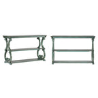 Table console en bois massif à volutes avec 2 étagères – Rouge Baie / Vert Sauge / Chêne / Noir Antique – 48"L