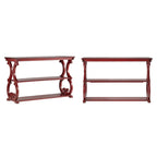 Table console en bois massif à volutes avec 2 étagères – Rouge Baie / Vert Sauge / Chêne / Noir Antique – 48"L