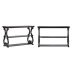 Table console en bois massif à volutes avec 2 étagères – Rouge Baie / Vert Sauge / Chêne / Noir Antique – 48"L