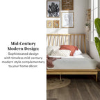 Lit à plateforme avec fuseaux et pieds fuselés en bois de pin massif Noyer / Caramel / Blanc / Chêne clair / Noir – Simple / Queen / King
