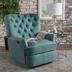 Fauteuil inclinable électrique en polyester gris clair / sarcelle foncé / anthracite foncé / café avec dossier capitonné et garniture cloutée – Simple