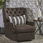 Fauteuil inclinable électrique en polyester gris clair / sarcelle foncé / anthracite foncé / café avec dossier capitonné et garniture cloutée – Simple