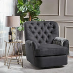 Fauteuil inclinable électrique en polyester gris clair / sarcelle foncé / anthracite foncé / café avec dossier capitonné et garniture cloutée – Simple
