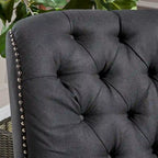 Fauteuil inclinable électrique en polyester gris clair / sarcelle foncé / anthracite foncé / café avec dossier capitonné et garniture cloutée – Simple