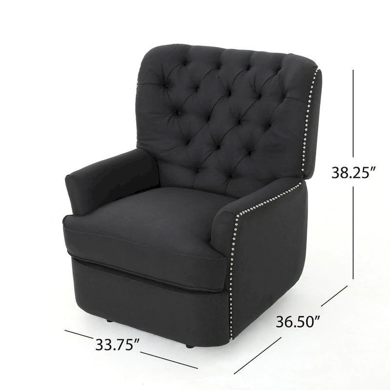 Fauteuil inclinable électrique en polyester gris clair / sarcelle foncé / anthracite foncé / café avec dossier capitonné et garniture cloutée – Simple