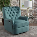 Fauteuil inclinable électrique en polyester gris clair / sarcelle foncé / anthracite foncé / café avec dossier capitonné et garniture cloutée – Simple