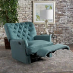 Fauteuil inclinable électrique en polyester gris clair / sarcelle foncé / anthracite foncé / café avec dossier capitonné et garniture cloutée – Simple