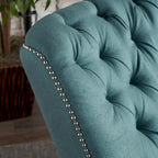Fauteuil inclinable électrique en polyester gris clair / sarcelle foncé / anthracite foncé / café avec dossier capitonné et garniture cloutée – Simple
