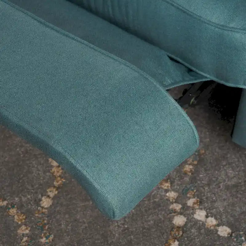 Fauteuil inclinable électrique en polyester gris clair / sarcelle foncé / anthracite foncé / café avec dossier capitonné et garniture cloutée – Simple