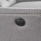 Fauteuil inclinable électrique en polyester gris clair / sarcelle foncé / anthracite foncé / café avec dossier capitonné et garniture cloutée – Simple