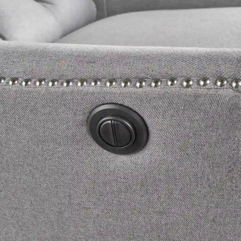 Fauteuil inclinable électrique en polyester gris clair / sarcelle foncé / anthracite foncé / café avec dossier capitonné et garniture cloutée – Simple