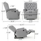 Fauteuil inclinable électrique en polyester gris clair / sarcelle foncé / anthracite foncé / café avec dossier capitonné et garniture cloutée – Simple
