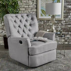 Fauteuil inclinable électrique en polyester gris clair / sarcelle foncé / anthracite foncé / café avec dossier capitonné et garniture cloutée – Simple
