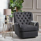 Fauteuil inclinable électrique en polyester gris clair / sarcelle foncé / anthracite foncé / café avec dossier capitonné et garniture cloutée – Simple