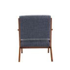 Fauteuil d'appoint capitonné en tissu bleu/gris avec pieds et accoudoirs en bois – Unité