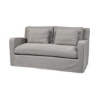 Causeuse déhoussable bicolore beige / gris givré / gris silex avec pieds en bois – 2 places