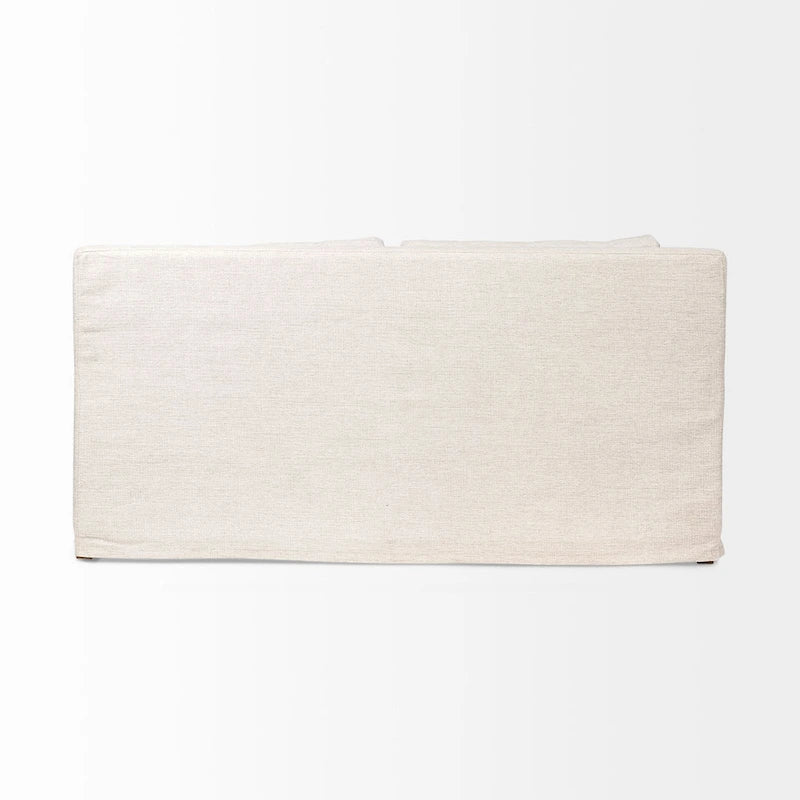 Causeuse déhoussable bicolore beige / gris givré / gris silex avec pieds en bois – 2 places
