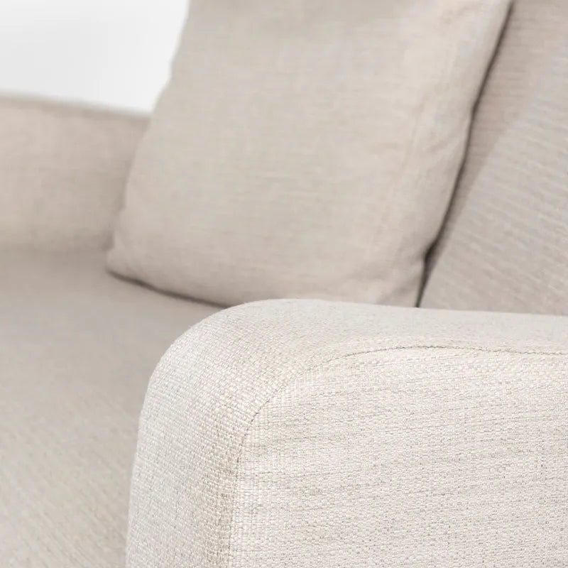 Causeuse déhoussable bicolore beige / gris givré / gris silex avec pieds en bois – 2 places