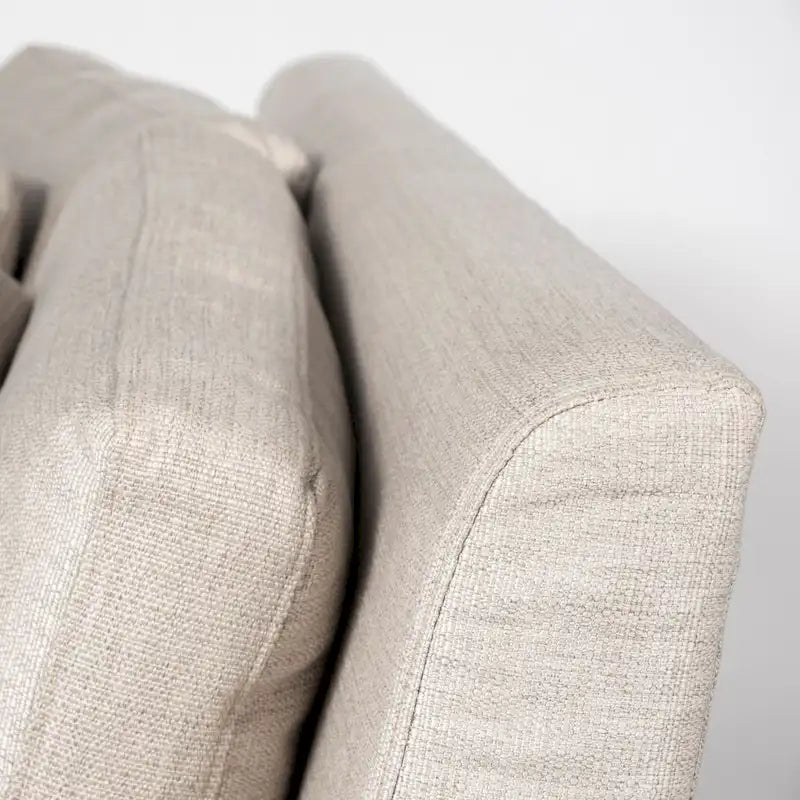 Causeuse déhoussable bicolore beige / gris givré / gris silex avec pieds en bois – 2 places