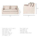 Causeuse déhoussable bicolore beige / gris givré / gris silex avec pieds en bois – 2 places