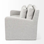 Causeuse déhoussable bicolore beige / gris givré / gris silex avec pieds en bois – 2 places