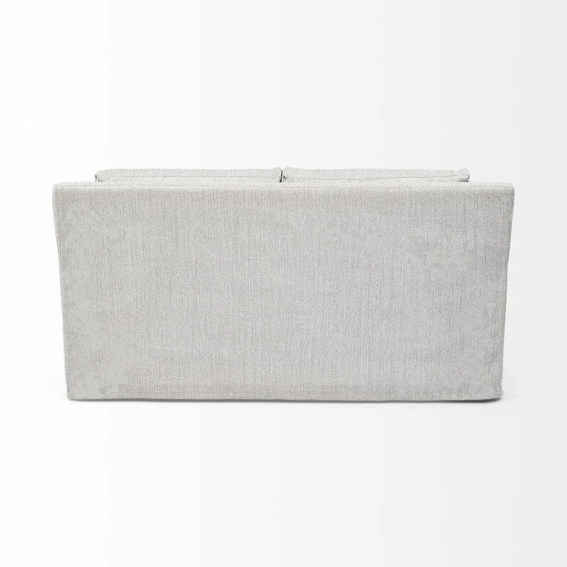 Causeuse déhoussable bicolore beige / gris givré / gris silex avec pieds en bois – 2 places