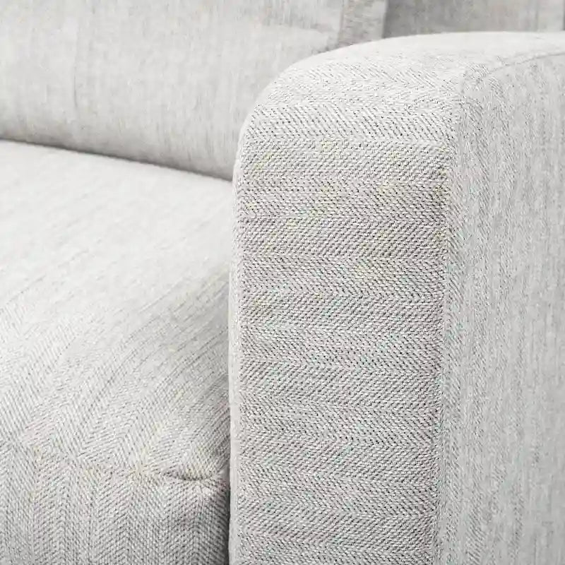 Causeuse déhoussable bicolore beige / gris givré / gris silex avec pieds en bois – 2 places
