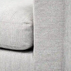 Causeuse déhoussable bicolore beige / gris givré / gris silex avec pieds en bois – 2 places
