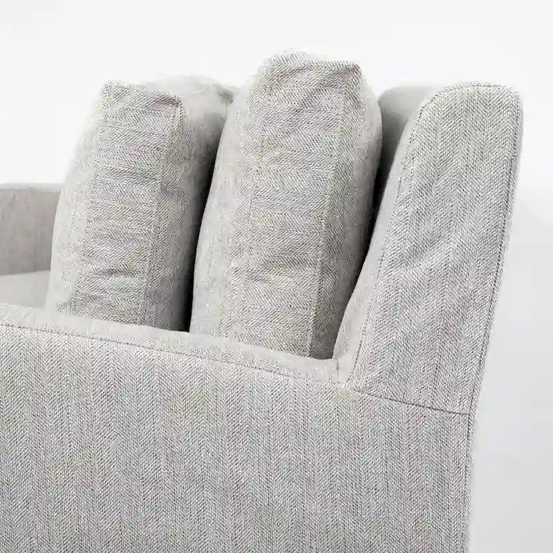 Causeuse déhoussable bicolore beige / gris givré / gris silex avec pieds en bois – 2 places