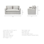 Causeuse déhoussable bicolore beige / gris givré / gris silex avec pieds en bois – 2 places