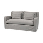 Causeuse déhoussable bicolore beige / gris givré / gris silex avec pieds en bois – 2 places