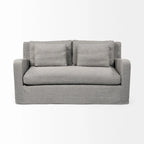 Causeuse déhoussable bicolore beige / gris givré / gris silex avec pieds en bois – 2 places