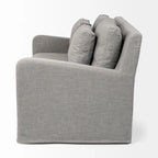 Causeuse déhoussable bicolore beige / gris givré / gris silex avec pieds en bois – 2 places