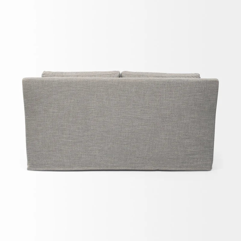 Causeuse déhoussable bicolore beige / gris givré / gris silex avec pieds en bois – 2 places