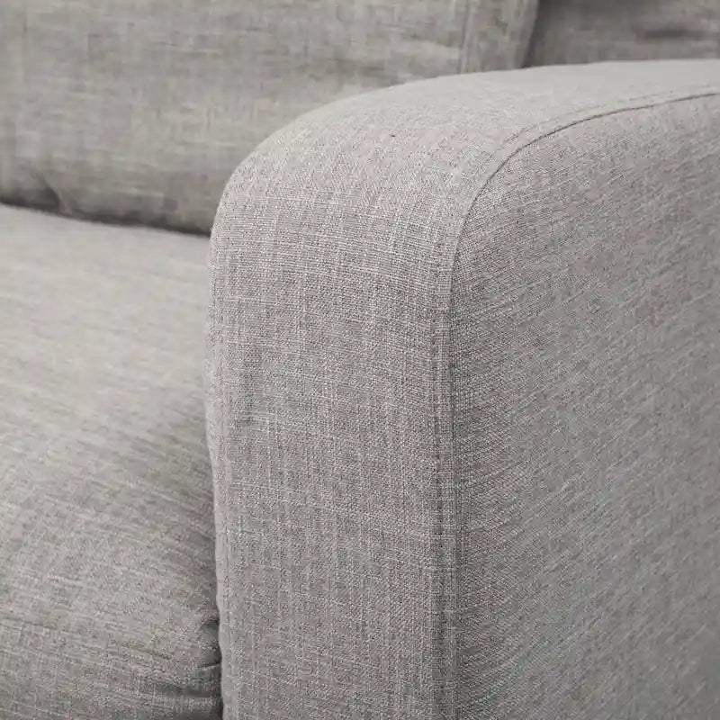 Causeuse déhoussable bicolore beige / gris givré / gris silex avec pieds en bois – 2 places