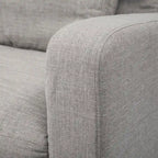 Causeuse déhoussable bicolore beige / gris givré / gris silex avec pieds en bois – 2 places