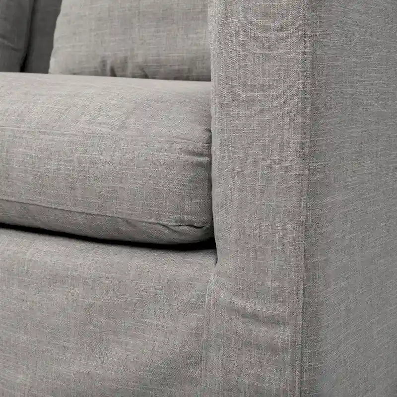 Causeuse déhoussable bicolore beige / gris givré / gris silex avec pieds en bois – 2 places