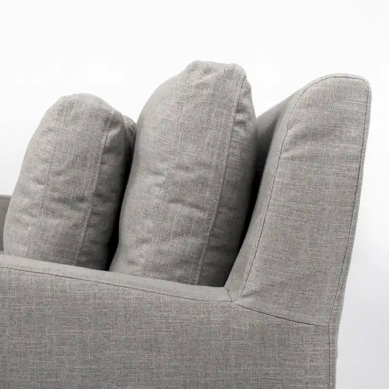 Causeuse déhoussable bicolore beige / gris givré / gris silex avec pieds en bois – 2 places