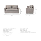 Causeuse déhoussable bicolore beige / gris givré / gris silex avec pieds en bois – 2 places
