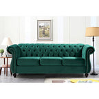 Canapé Chesterfield 3 places en velours froissé gris / ivoire / noir / bleu foncé / vert / rose avec garniture cloutée – 210 cm