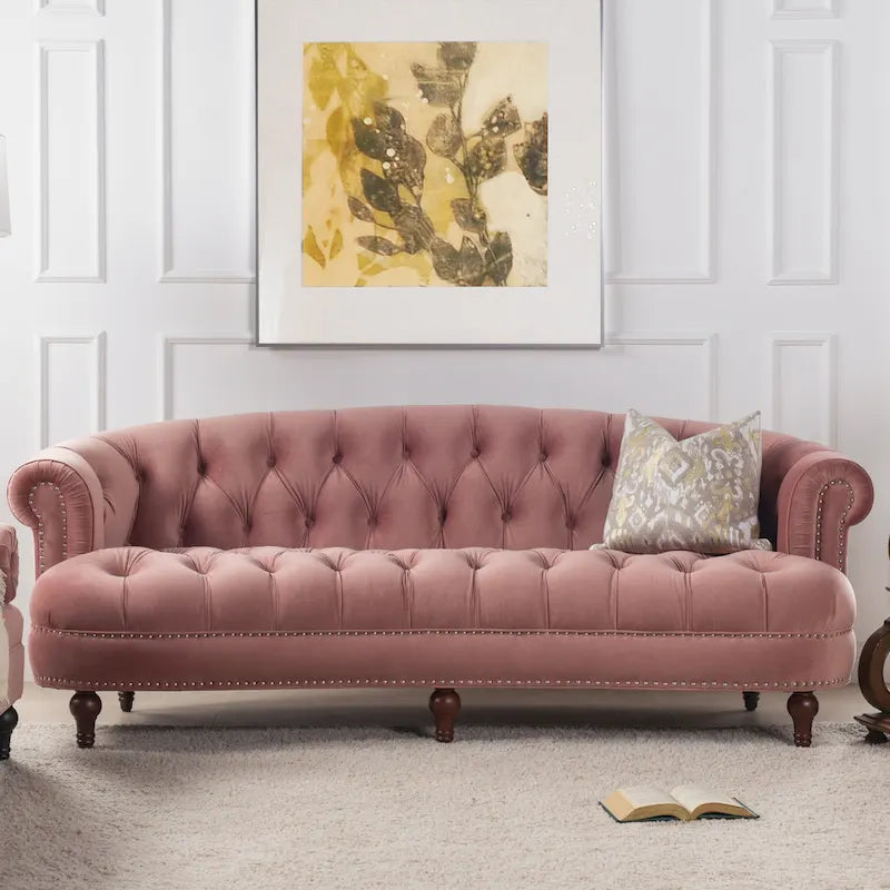 Canapé chesterfield capitonné en velours bordeaux / gris / lavande / bleu / rose / sarcelle / bleu marine / olive – 3 places